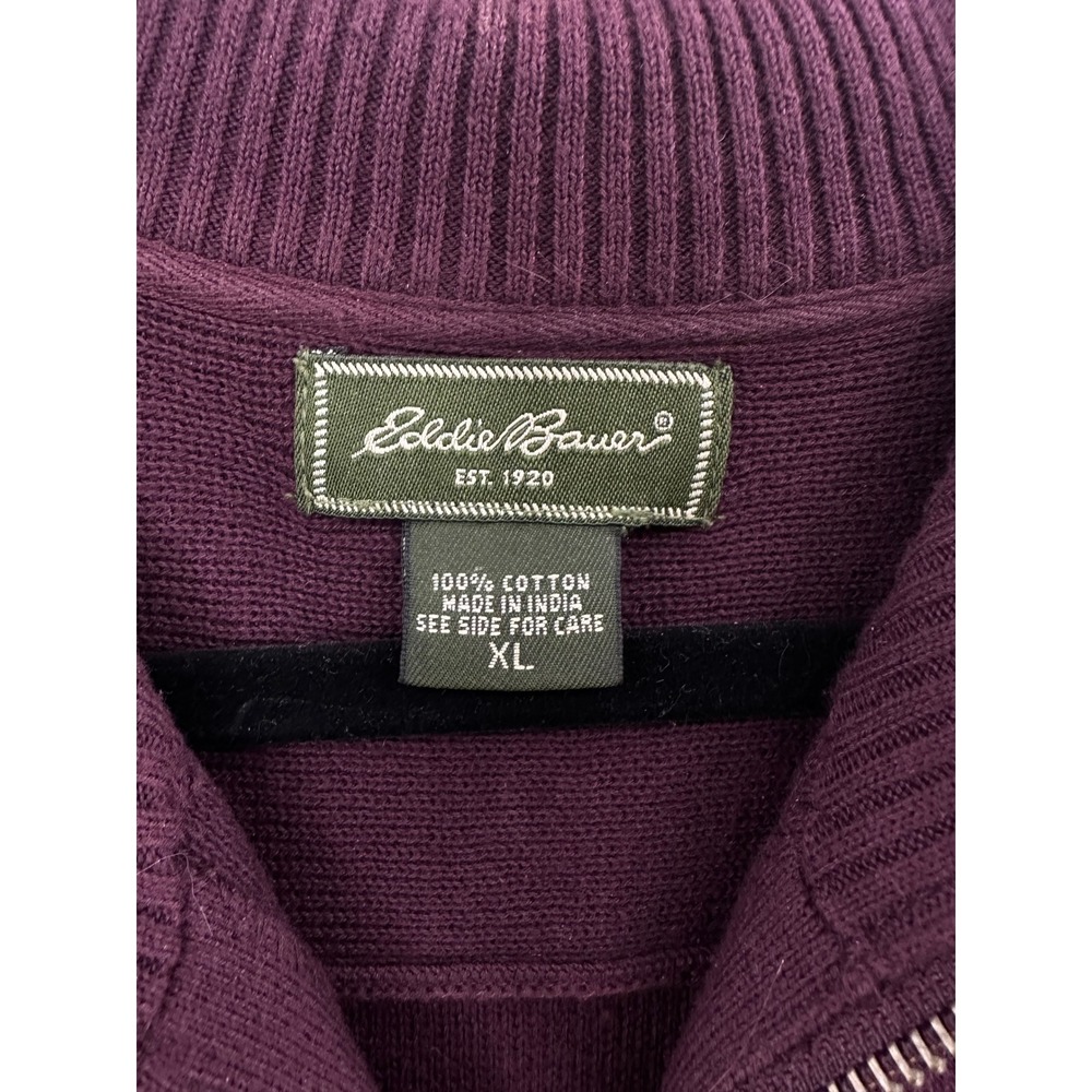 Eddie Bauer Full Zip Sweater Jacket Collared Pockets Knit Cardigan XL - Picture 3 of 8